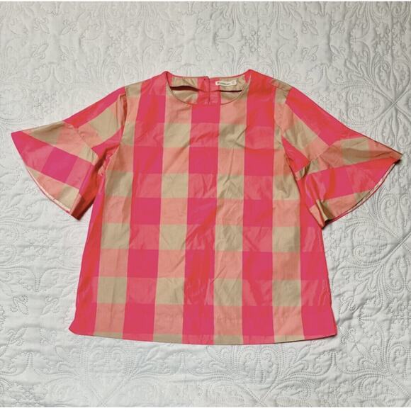 Crewcuts Neon Check Party Top Size 10 - Picture 2 of 5